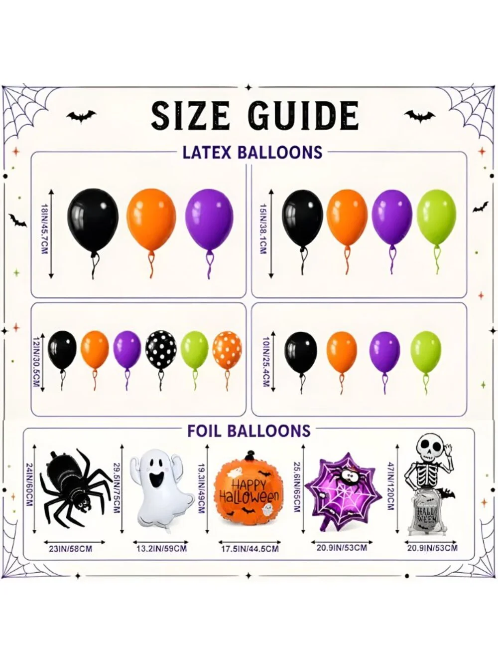 108Pcs Halloween Balloon Arch Kit with Spider Ghost Pumpkin Foil Balloons